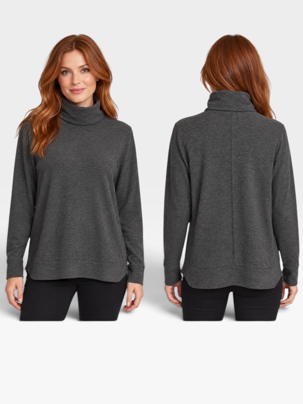Lou & Grey Charcoal Gray Relaxed Turtleneck Sweater Size S